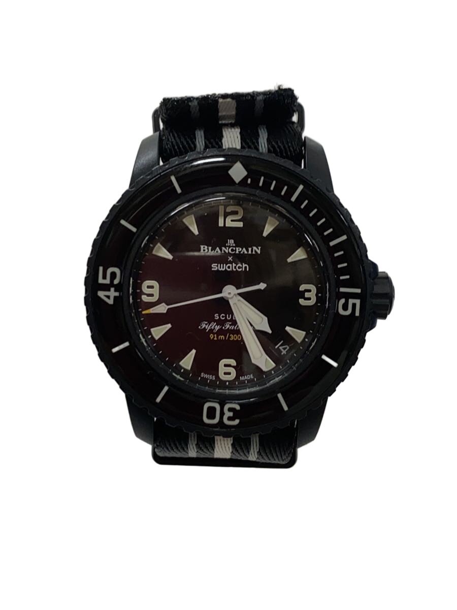 【中古】SWATCH◆石英ウオッチ/アナログ/帆布/BLK/BLK/SO35B400/黒いこと/【服飾雑貨他】