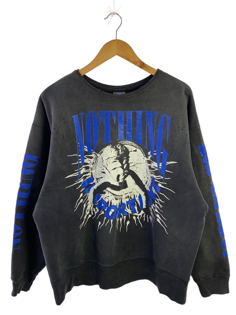 【中古】SAINT MICHAEL◆KK_CRW SWT/NOTHING IMP/汗水/L/綿織物/BLK/SM-YS1-0000-C36/24AW【メンズウェア】