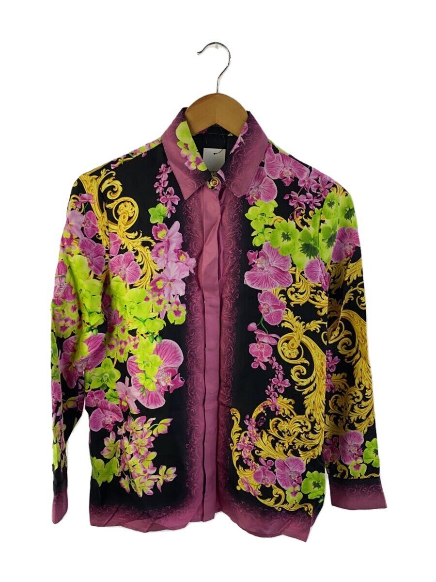 【中古】VERSACE◆長袖プルオーバー/36/絹地/サクラ色/花柄/1001360【レディースお召しもの】