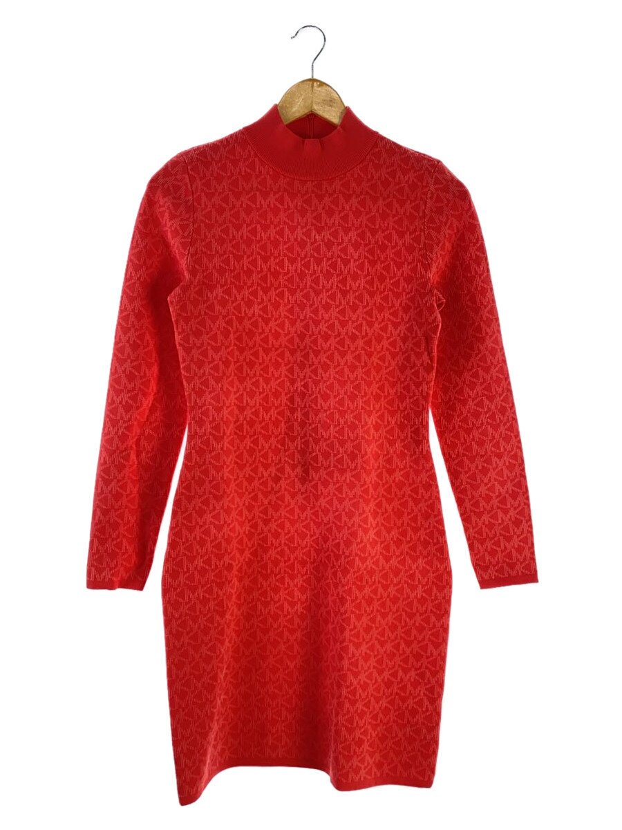 【中古】MICHAEL KORS◆Logo Jacquard Mock Neck Dress/衣装/人絹/PNK/総柄/MH180NV5K【レディース御召しもの】