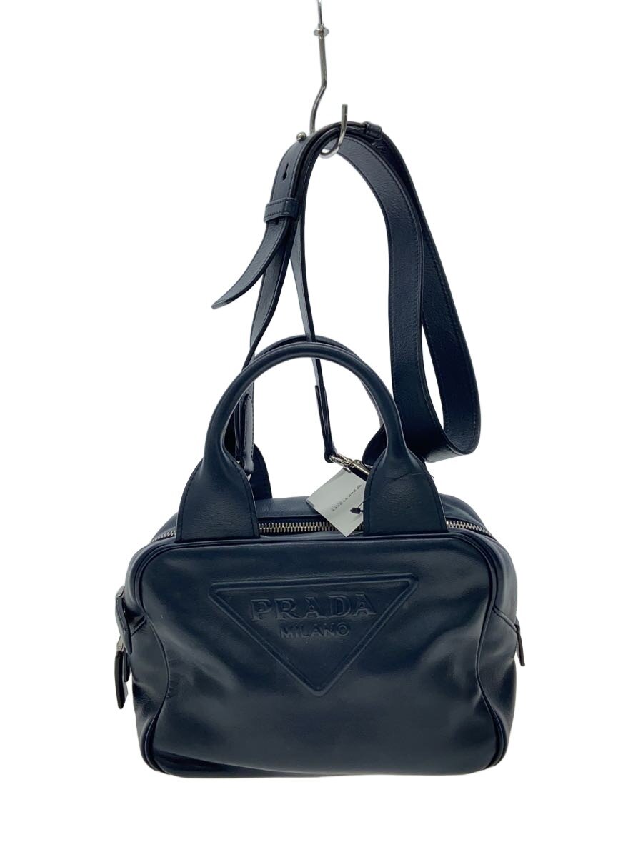 【中古】PRADA◆2WAY/ショルダーバッグ/レザー/NVY/角スレ/フロントキズ/ハンドルヒビ【バッグ】｜2ｎｄ STREET 店