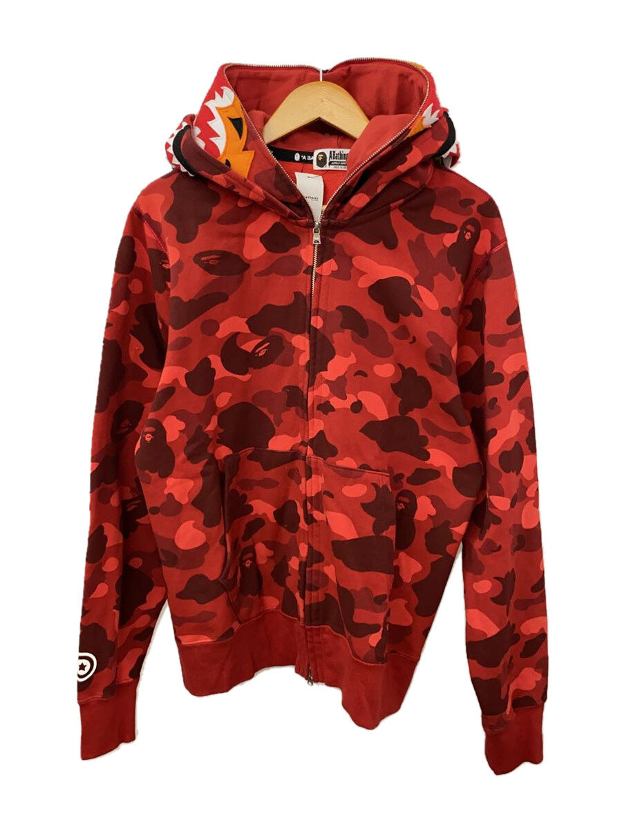 【中古】A BATHING APE◆ジップパーカー/L/綿織物/RED/家鴨フラ/001ZPI301021M//【メンズウェア】