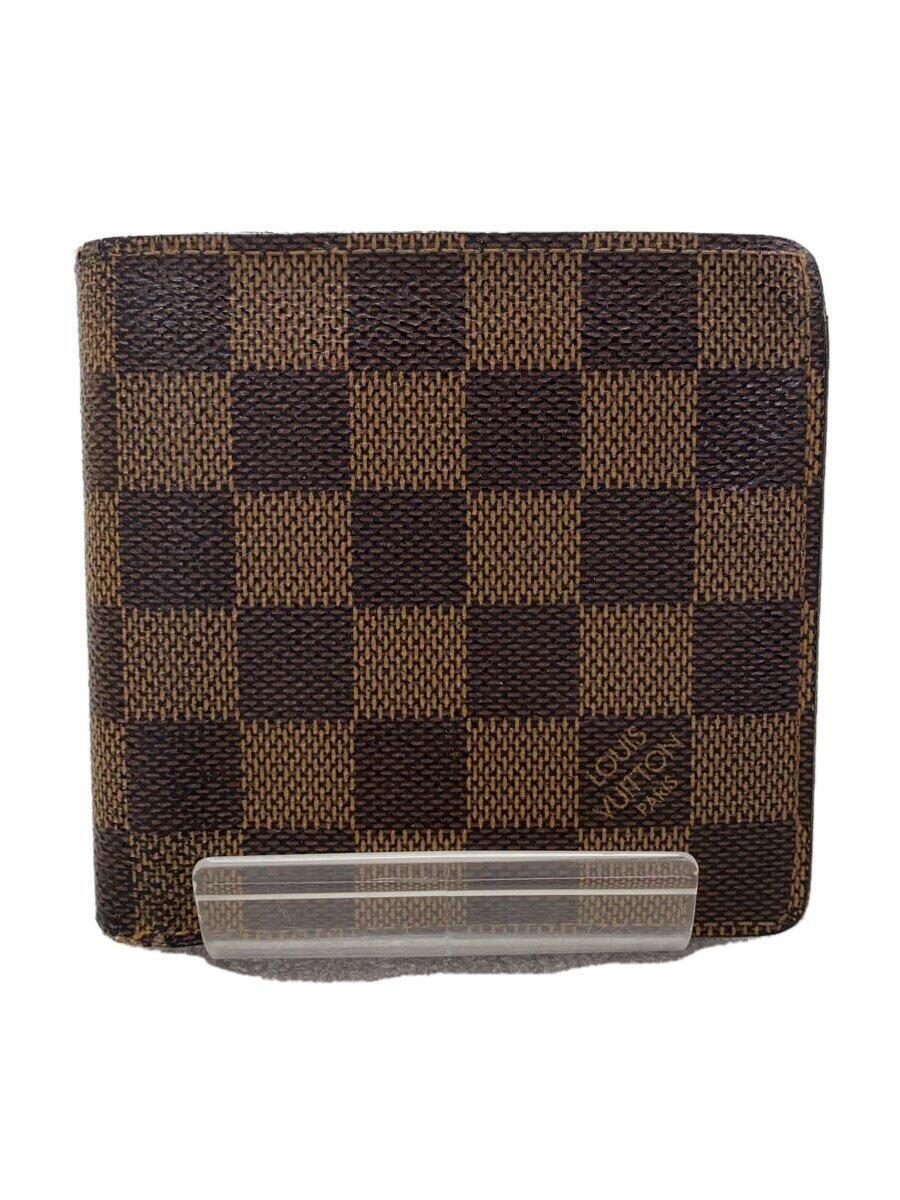 【中古】LOUIS VUITTON◆ポルト・フォイユ・マルコ_ダミエ・エベヌ_BRW/PVC/BRW/レディース【服飾雑貨他】