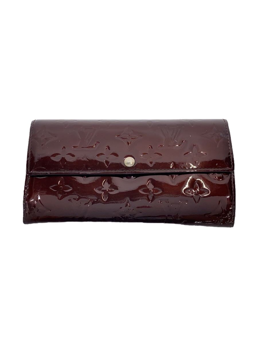 【中古】LOUIS VUITTON◆ポルト・フォイユ・サラ_モノグラム・ヴェルニ_RED/エナメル/RED/レディース【服飾雑貨他】