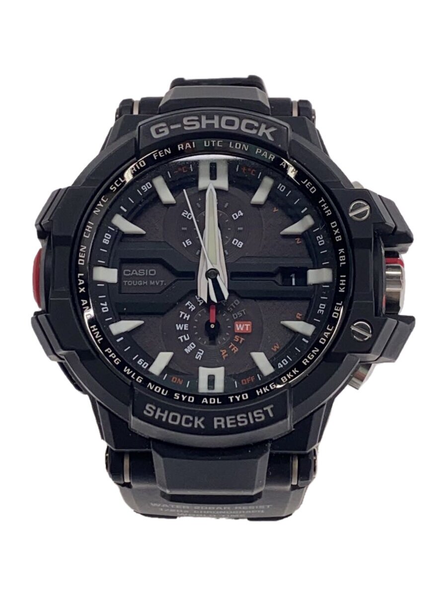 【中古】CASIO◆ソーラーウオッチ・G-SHOCK/アナログ/BLK【服飾雑貨他】