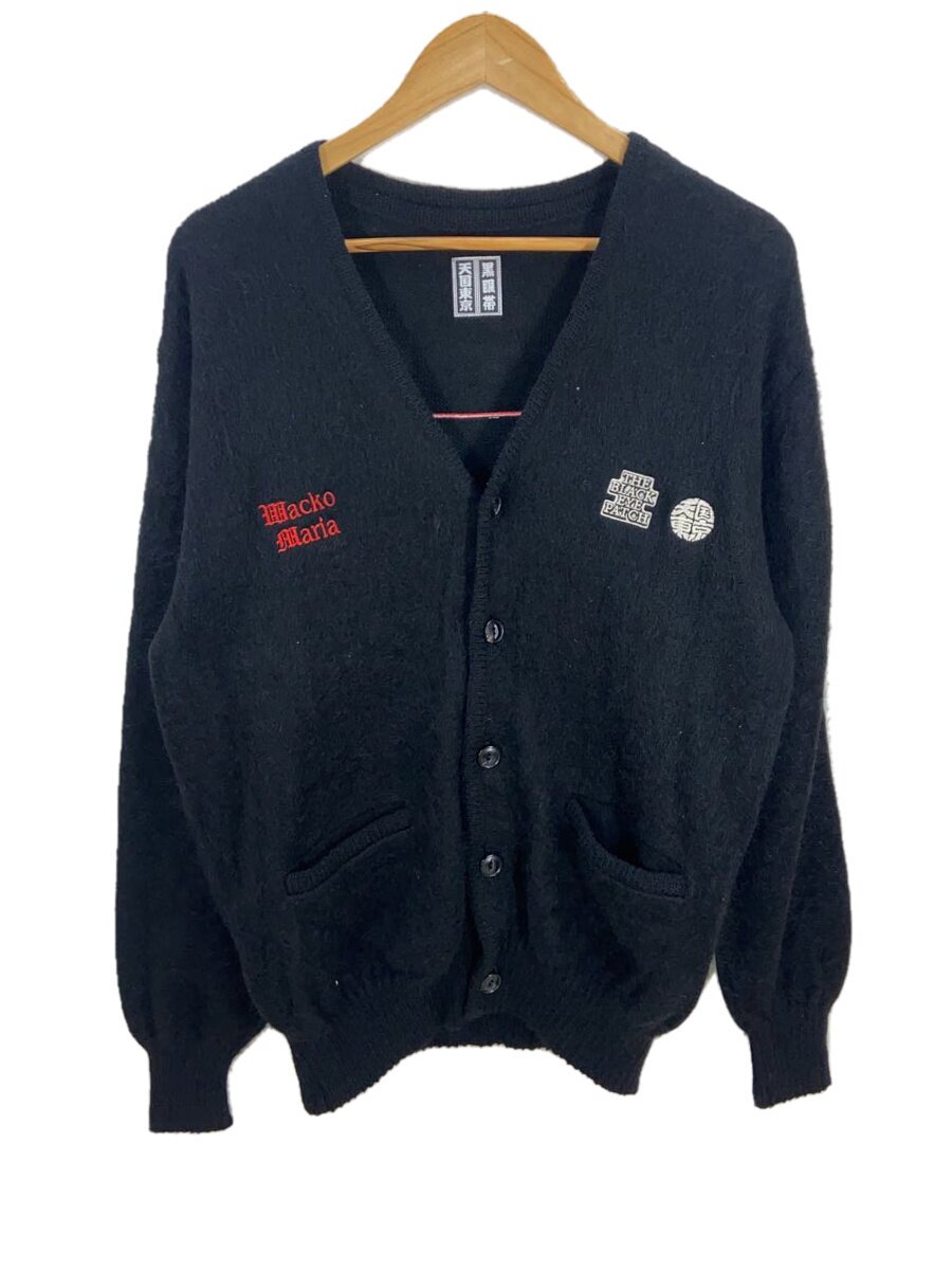【中古】THE BLACK EYE PATCH◆×WACKO MARIA/22AW/MOHAIR CARDIGAN/ジレー(薄っぺら)/M/モヘヤ/BLK【メンズウェア】