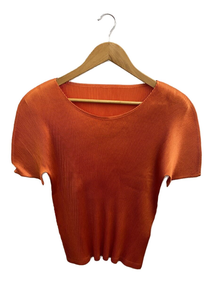 【中古】PLEATS PLEASE ISSEY MIYAKE◆半袖カットソー/3/ポリエステル/ORN/無地/PP73FK351/プリーツカットソー【レディース御召しもの】