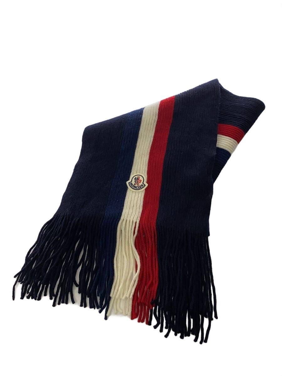 【中古】MONCLER◆えり巻き/羊毛/NVY/メンズ【服飾雑貨他】