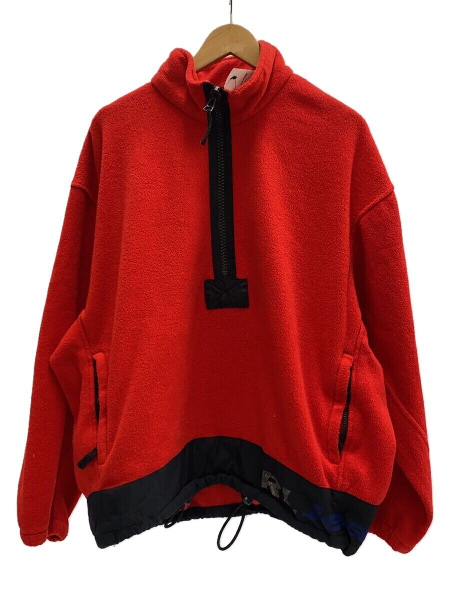 【中古】POLO JEANS CO.◆90-00s/ハーフジップ/プルオーバーフリース/ドローコード/S/ポリエステル/RED【メンズウェア】