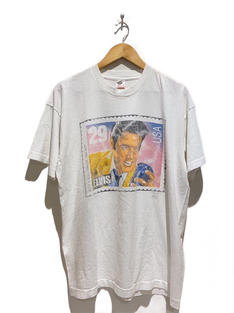 【中古】FRUIT OF THE LOOM◆ELVIS PRESLEY/為替手形刷り上げる/90s/USA製/プルオーバー/XL/綿織物/WHT【メンズウェア】