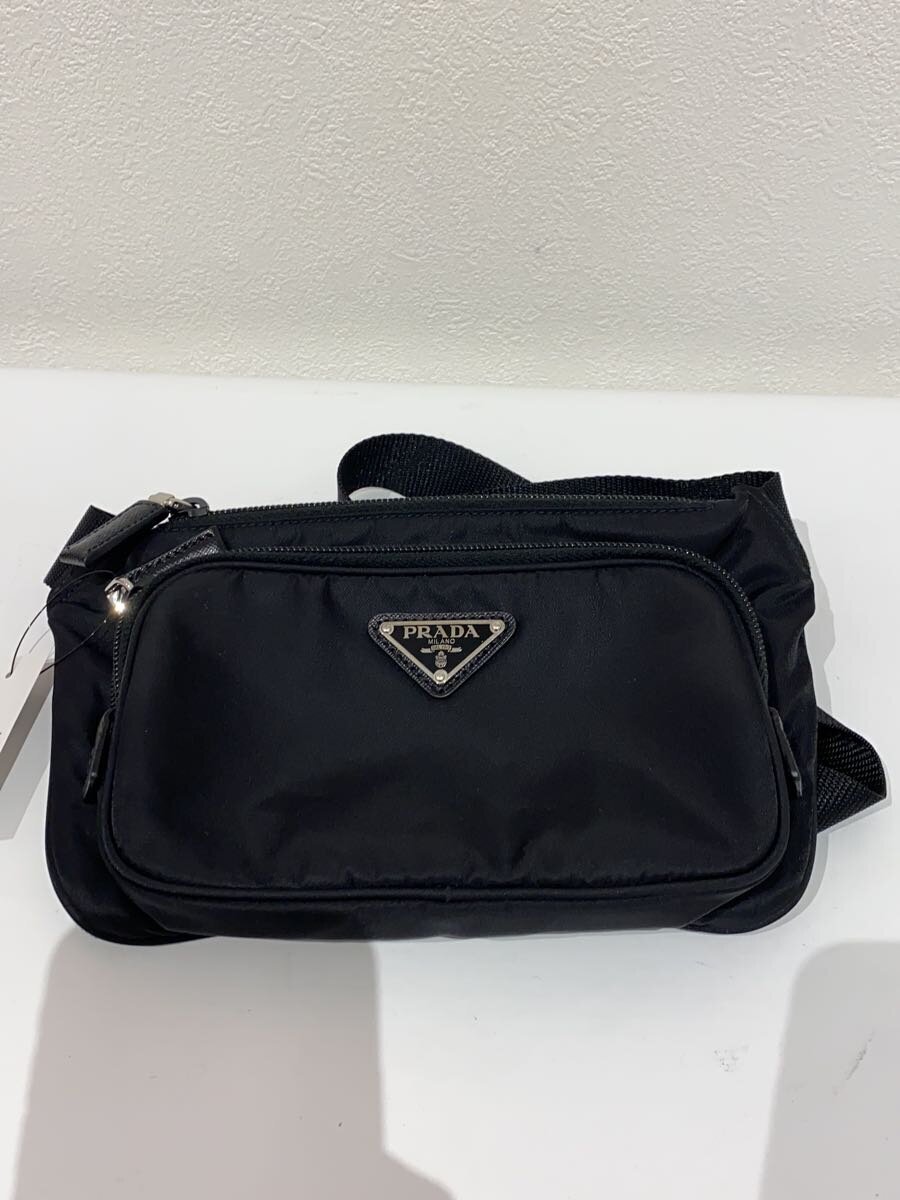【中古】PRADA◆Re-Nylon xサフィアーノレザーショルダーバッグ/ナイロン/BLK/2VH128【御徒面子】