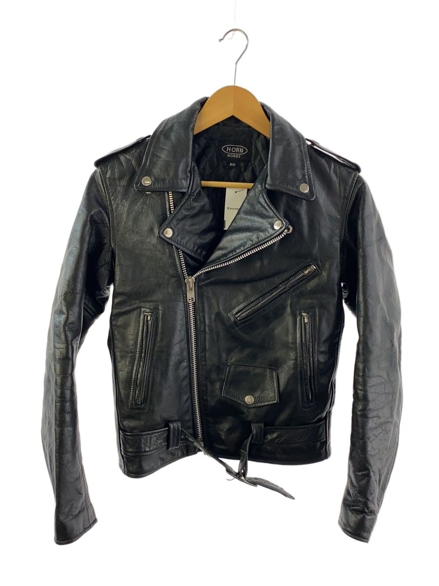 【中古】HORN WORKS◆ダブルライダースジャケット/XS/レザー/BLK/無地//【メンズウェア】|2nd STREET 店