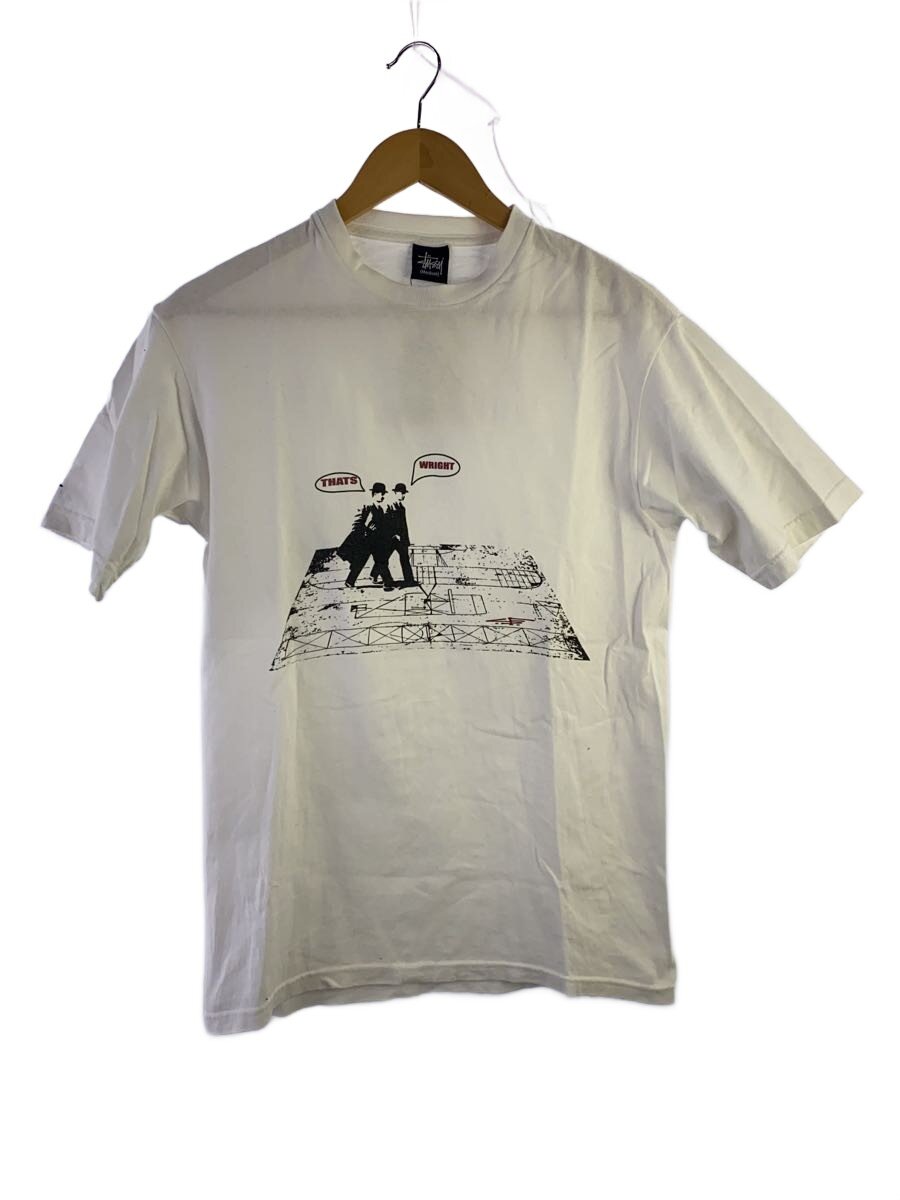 【中古】STUSSY◆00s/WRIGHT Brothers Print Tee/OLD STUSSY/M/綿織物/WHT/刷り上げる【メンズウェア】