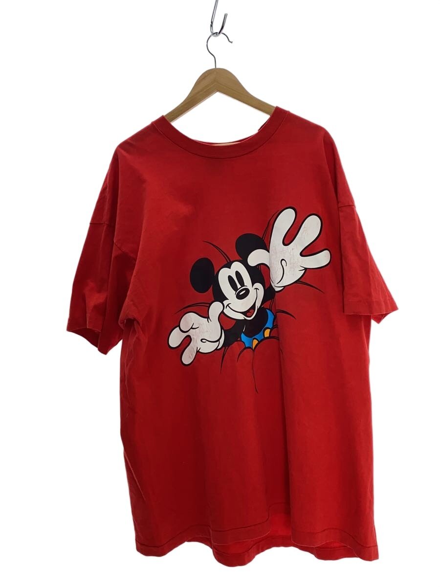 【中古】Disney◆90s/MICKEY/プルオーバー/綿織物/RED/無地【メンズウェア】
