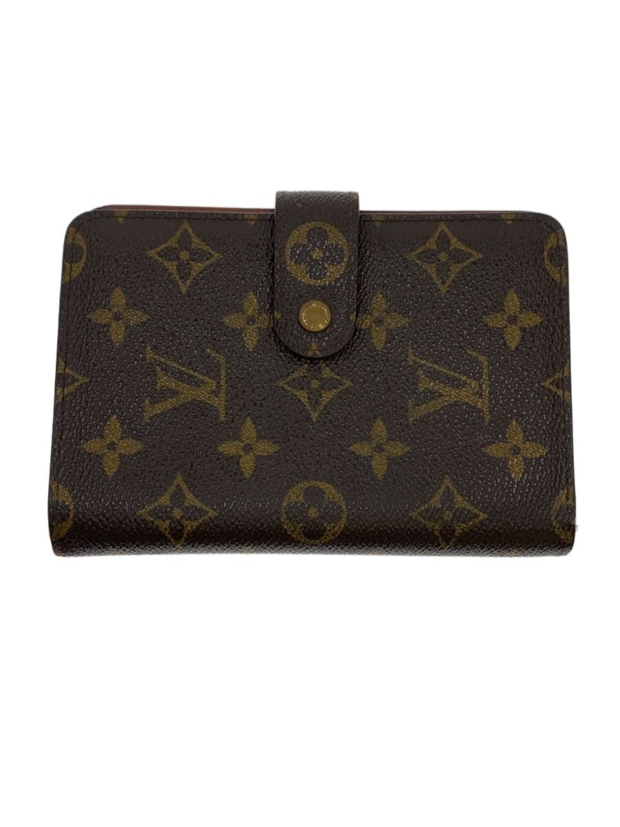 【中古】LOUIS VUITTON◆ポルト・パピエ・ジップ_モノグラム・キャンバス/PVC/BRW/レディース【服飾雑貨他】