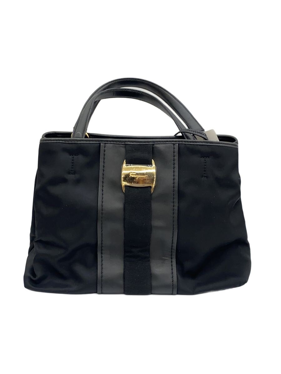 【中古】Salvatore Ferragamo◆ハンドバック/--/BLK/無地【御徒面子】