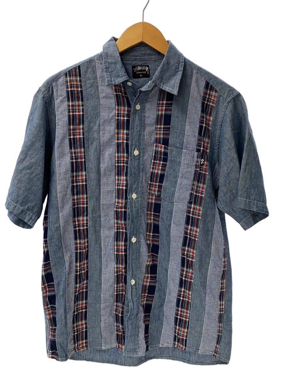 【中古】STUSSY◆半袖プルオーバー/M/綿織物/BLU【メンズウェア】