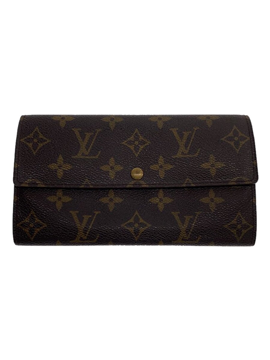 【中古】LOUIS VUITTON◆2)ポシェット・ポルト・モネ・クレディ_モノグラム・キャンバス_BRW/PVC/BRW/総柄/レディース【服飾雑貨他】