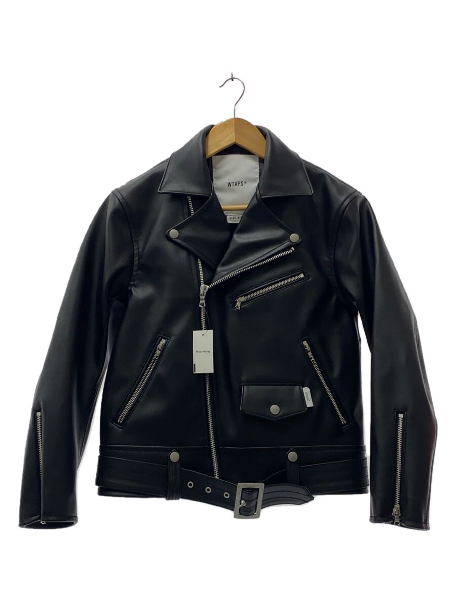 【中古】WTAPS◆ダブルライダースジャケット/1/なめし革/BLK/232BRDT-JKM07【メンズウェア】