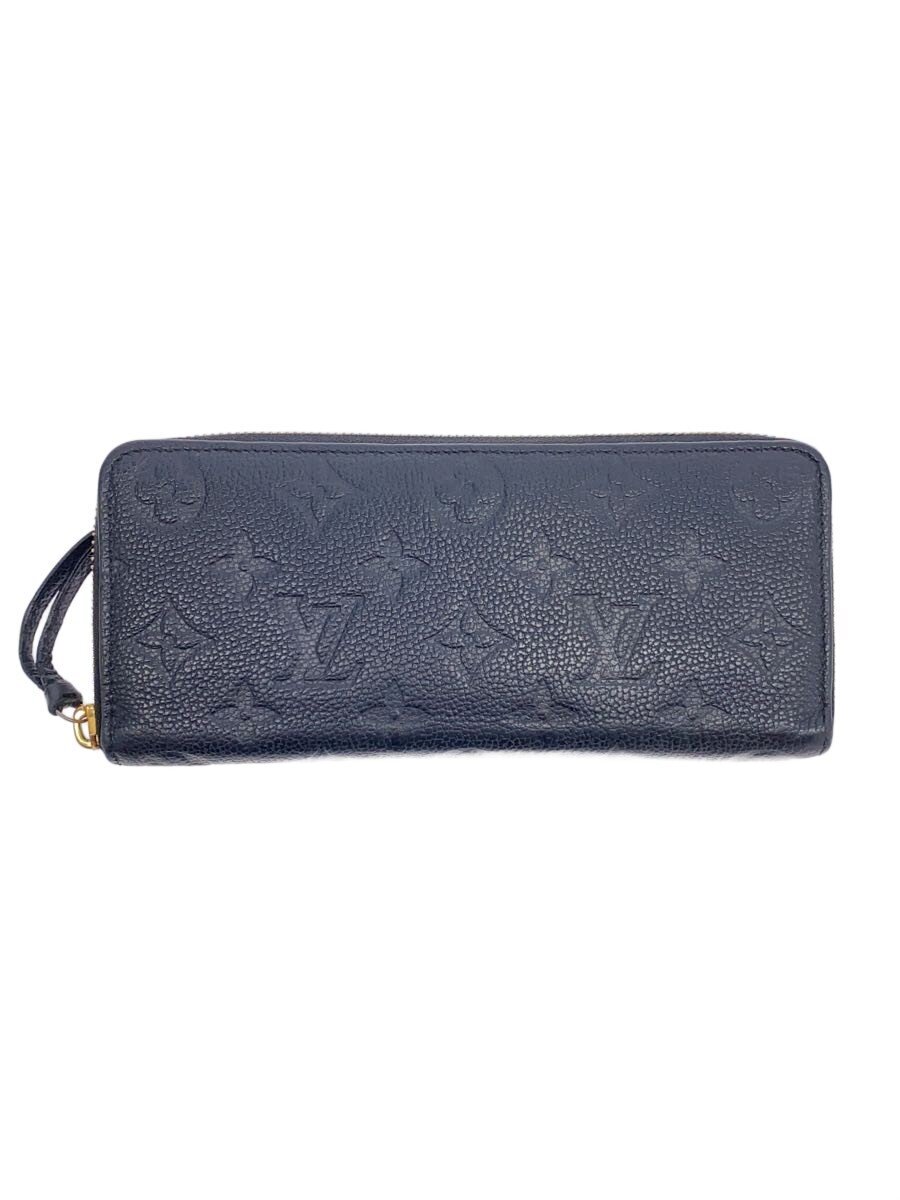【中古】LOUIS VUITTON◆ポルト・フォイユ・クレマンス_モノグラム・アンプラント/レザー/BLK/レディース【服飾雑貨他】
