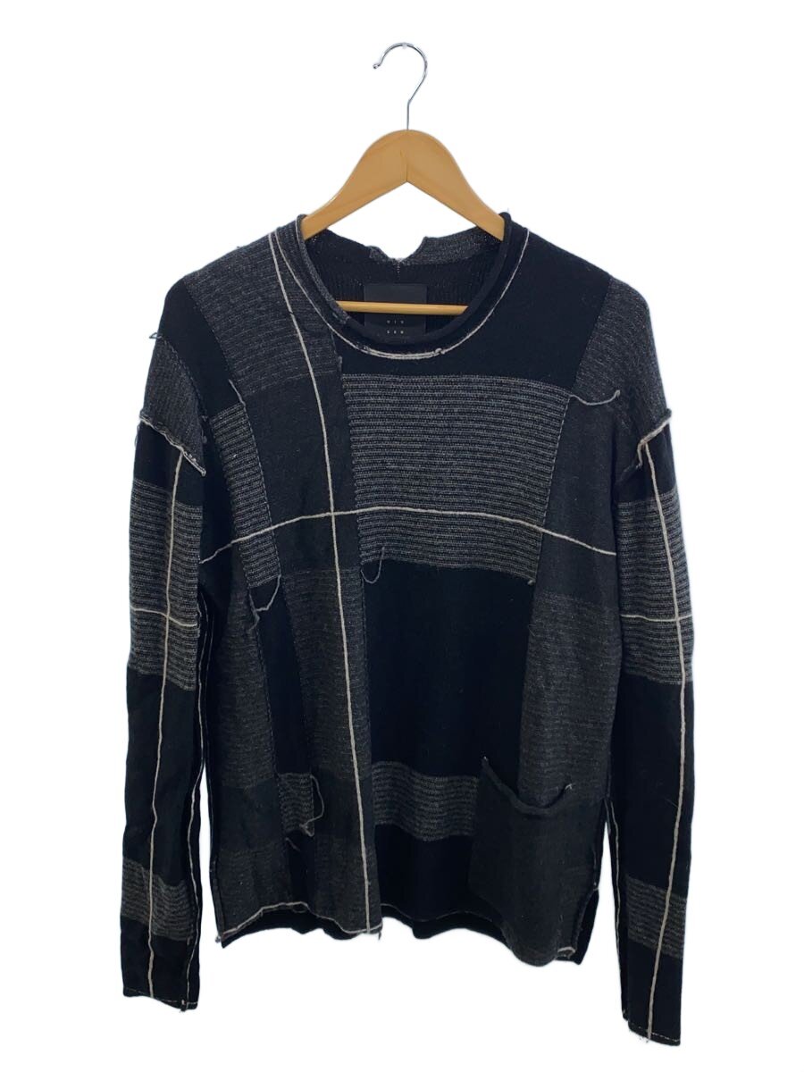 【中古】The Viridi-anne◆combination check knit/ニット・セーター薄手/1/ウール/BLK/チェック/VI-3529【メンズウェア】｜2ｎｄ STREET 店