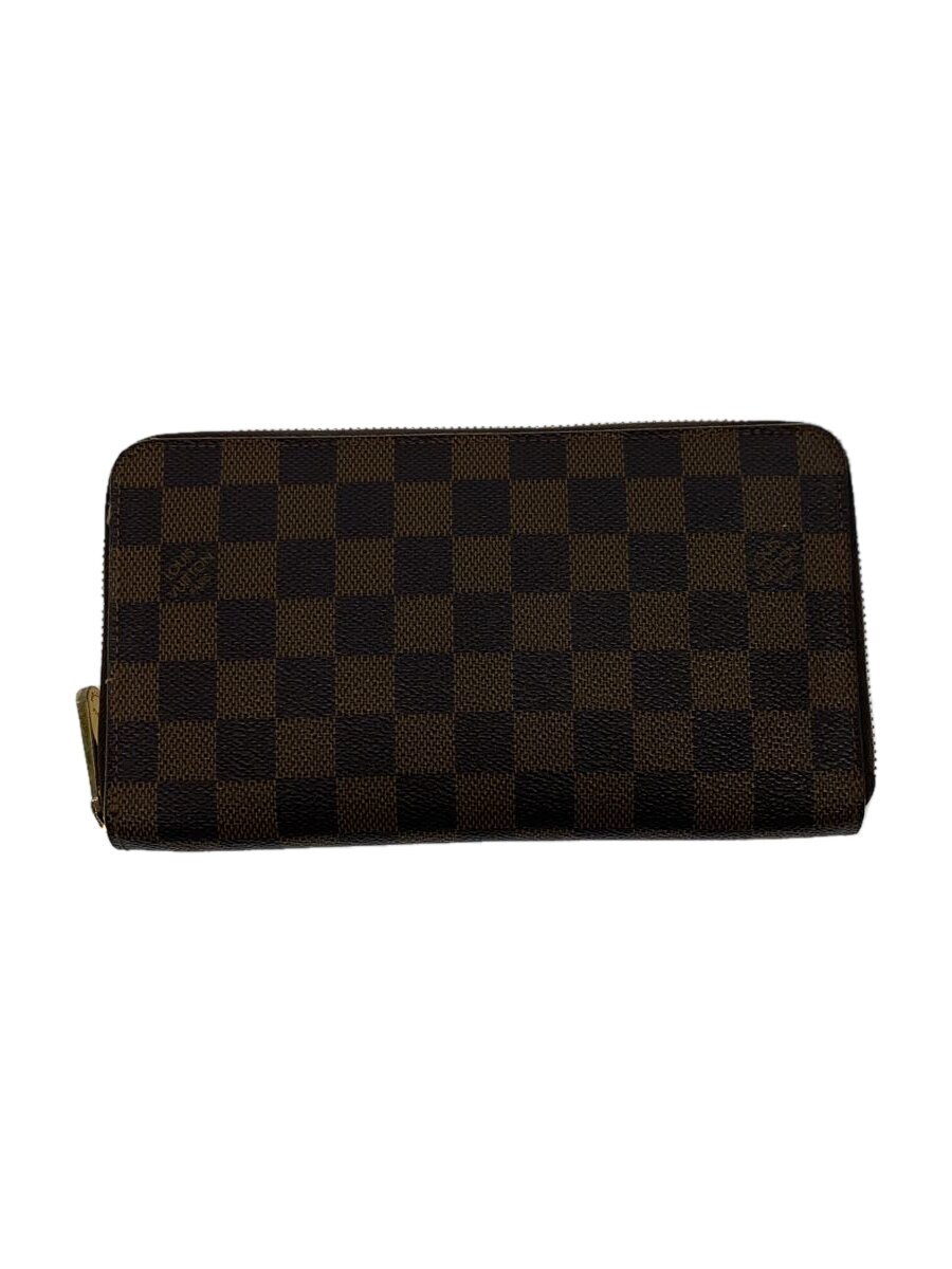 【中古】LOUIS VUITTON◆1)ジッピー・ウォレット_ダミエ・エベヌ_BRW/PVC/BRW/総柄/レディース【服飾雑貨他】