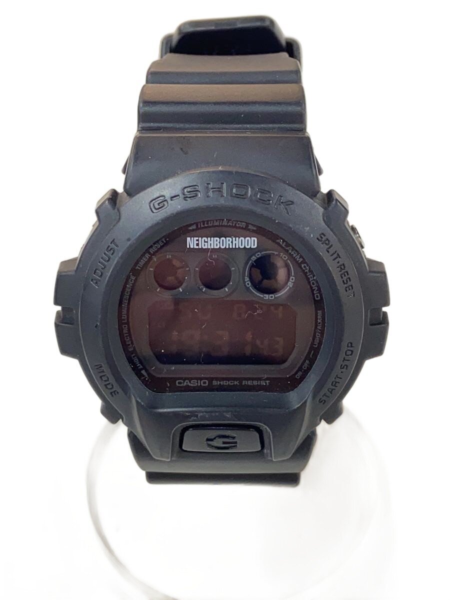 【中古】CASIO◆×NEIGHBORHOOD/石英ウオッチ/デジタル/天然ゴム/BLK/BLK/DW-6900FS【服飾雑貨他】