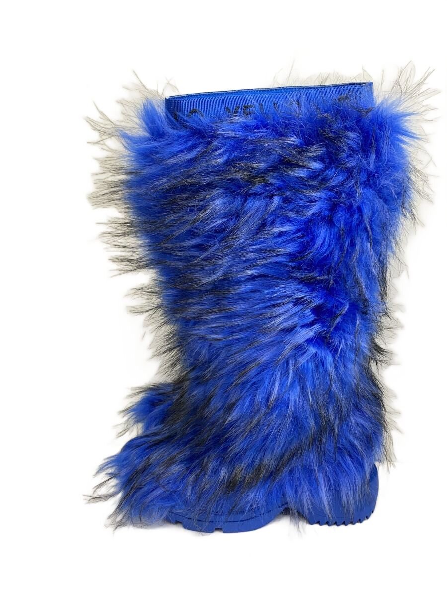 【中古】YELLO◆ブーツ/S/BLU/毛皮ブーツ【シューズ】