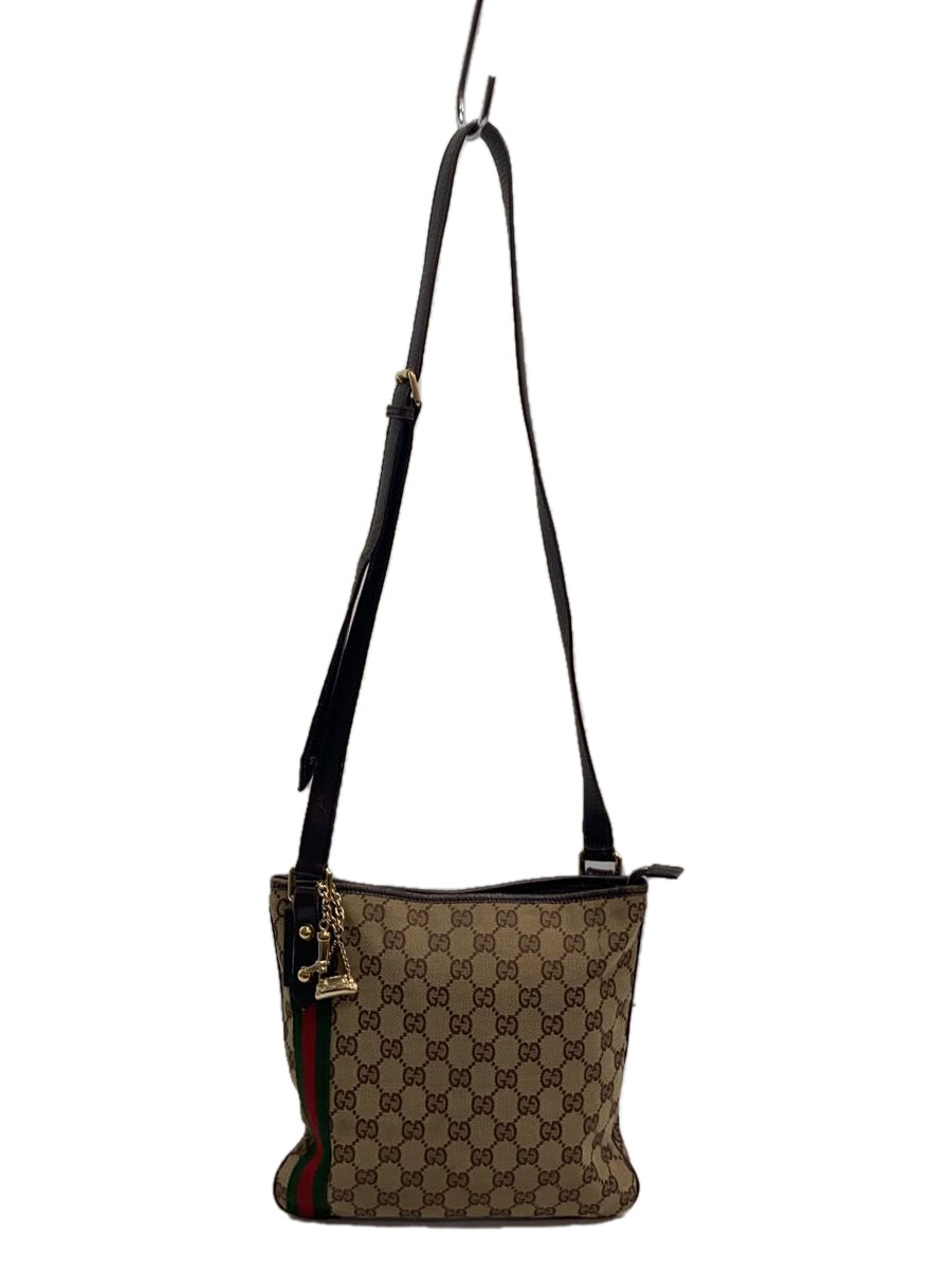 【中古】GUCCI◆ショルダーバッグ_GG帆布/帆布/BRW【御徒面子】