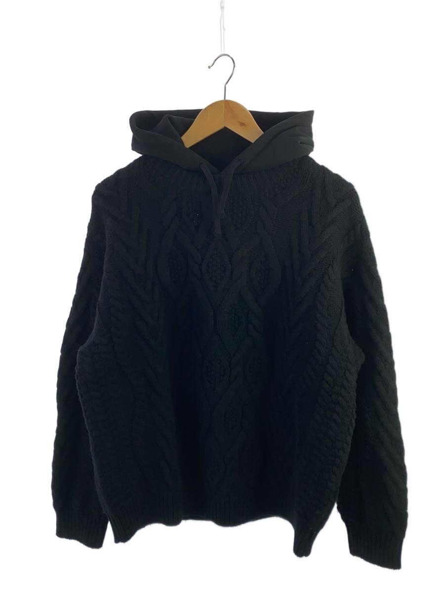 【中古】Supreme◆25FW/Cable Hooded Sweater/M/ウール/BLK【メンズウェア】｜2ｎｄ STREET 店