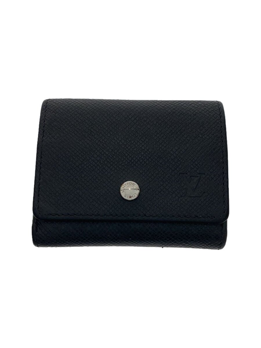 【中古】LOUIS VUITTON◆ポルト・モネ・セルゲイ_タイガ_BLK/--/BLK/メンズ【服飾雑貨他】