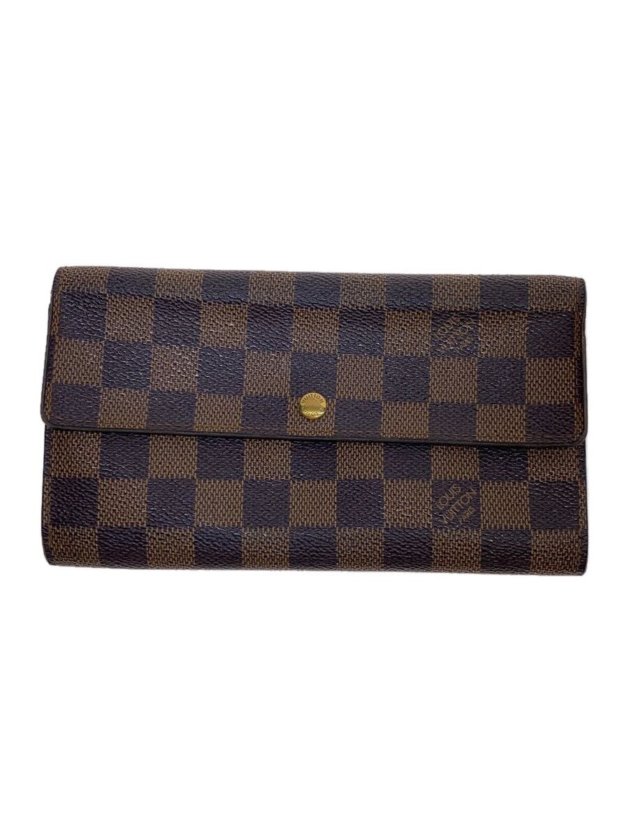 【中古】LOUIS VUITTON◆ポシェット・ポルト・モネ・カルト・クレディ_ダミエ・エベヌ_BRW/PVC/BRW/メンズ【服飾雑貨他】