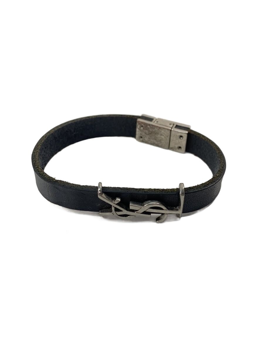 【中古】SAINT LAURENT◆腕輪/なめし革/BLK/レディース【服飾雑貨他】