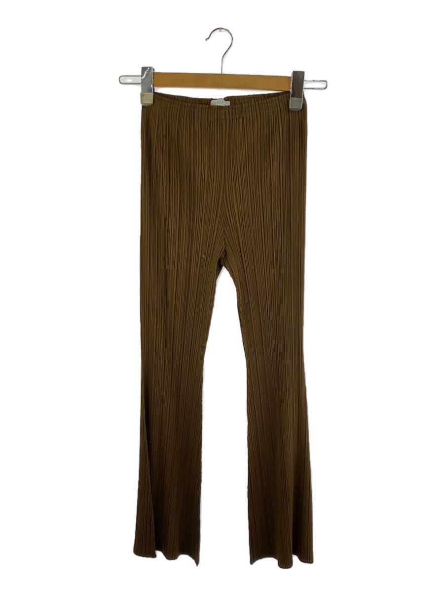 【中古】PLEATS PLEASE ISSEY MIYAKE◆ブーツカットパンツ/1/ポリエステル/BRW/PP41-JF634【レディース御召しもの】