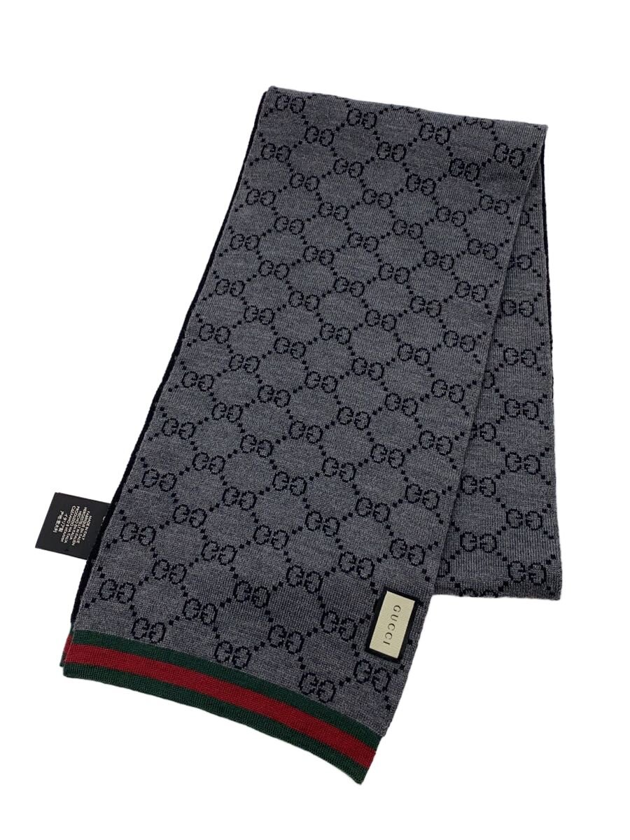 【中古】GUCCI◆えり巻き/羊毛/BLK/総柄/レディース//【服飾雑貨他】