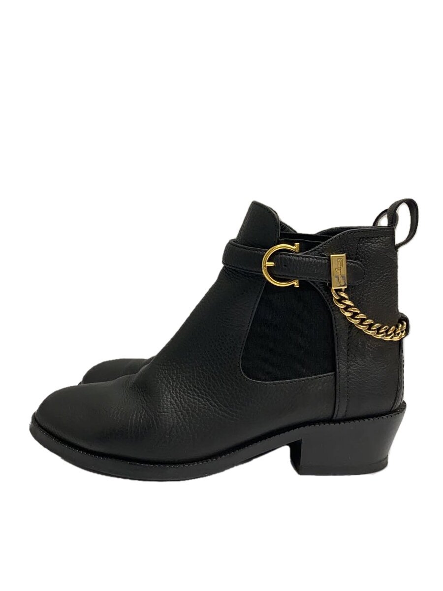 【中古】Salvatore Ferragamo◆サイドゴアブーツ/US7.5/BLK/なめし革/fA02585【シューズ】