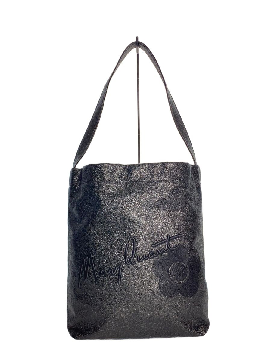 【中古】MARY QUANT◆マタリックワンハンドルトートバッグ/--/BLK【御徒面子】