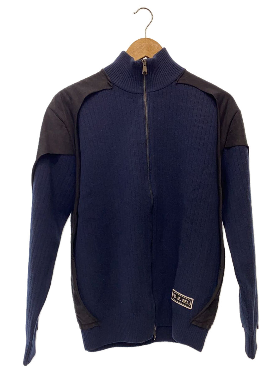 【中古】DIESEL◆K-Leuca Logo-Patch Zip-Up Cardigan/ジレー/S/羊毛/NVY【メンズウェア】