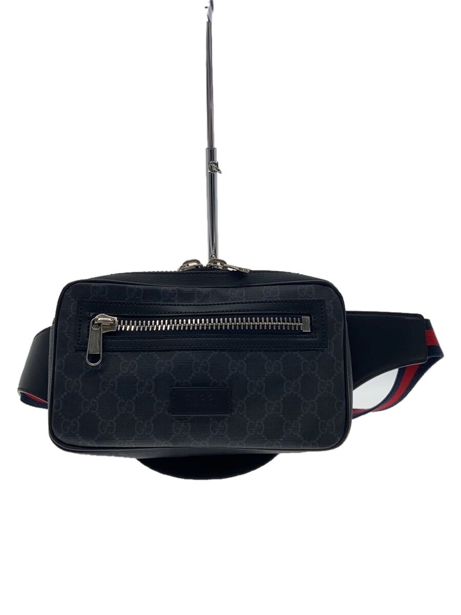 【中古】GUCCI◆上半身御徒面子_GGスプリーム/PVC/BLK/総柄【御徒面子】