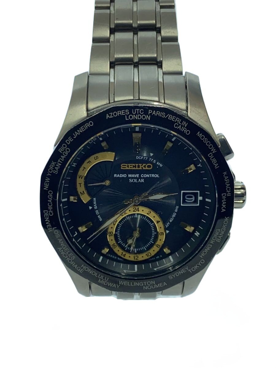 【中古】SEIKO◆ソーラーウオッチ/アナログ/SLV/8B53-0AA1【服飾雑貨他】