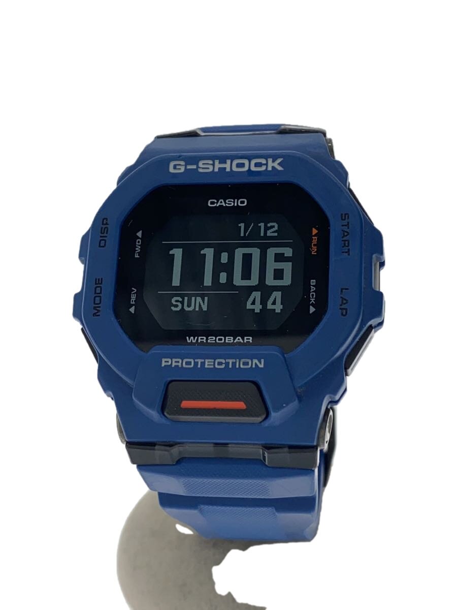 【中古】CASIO◆石英ウオッチ_G-SHOCK/デジタル/天然ゴム/BLK/BLU【服飾雑貨他】