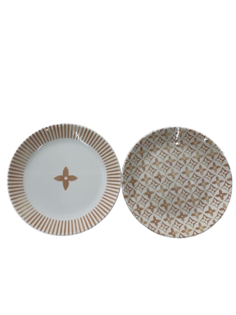 【中古】LOUIS VUITTON◆Set Of 2 Side Plates Monogram Flower Tile/2点仕掛ける/WHT/R95755//【御厨子所備品】