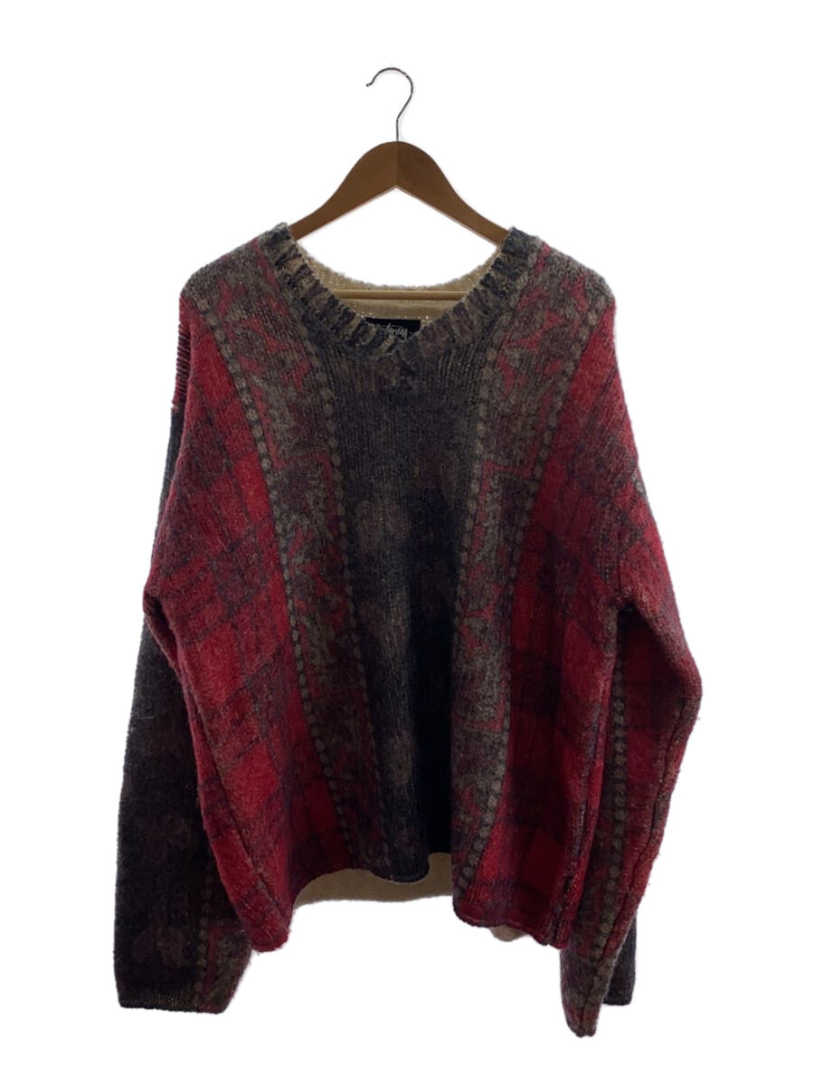 【中古】STUSSY◆MIXED PRINT ALPACA SWEATER/編み物・ティーシャツ(朦朦たる)/XL/アルパカ/マルチ色合い【メンズウェア】