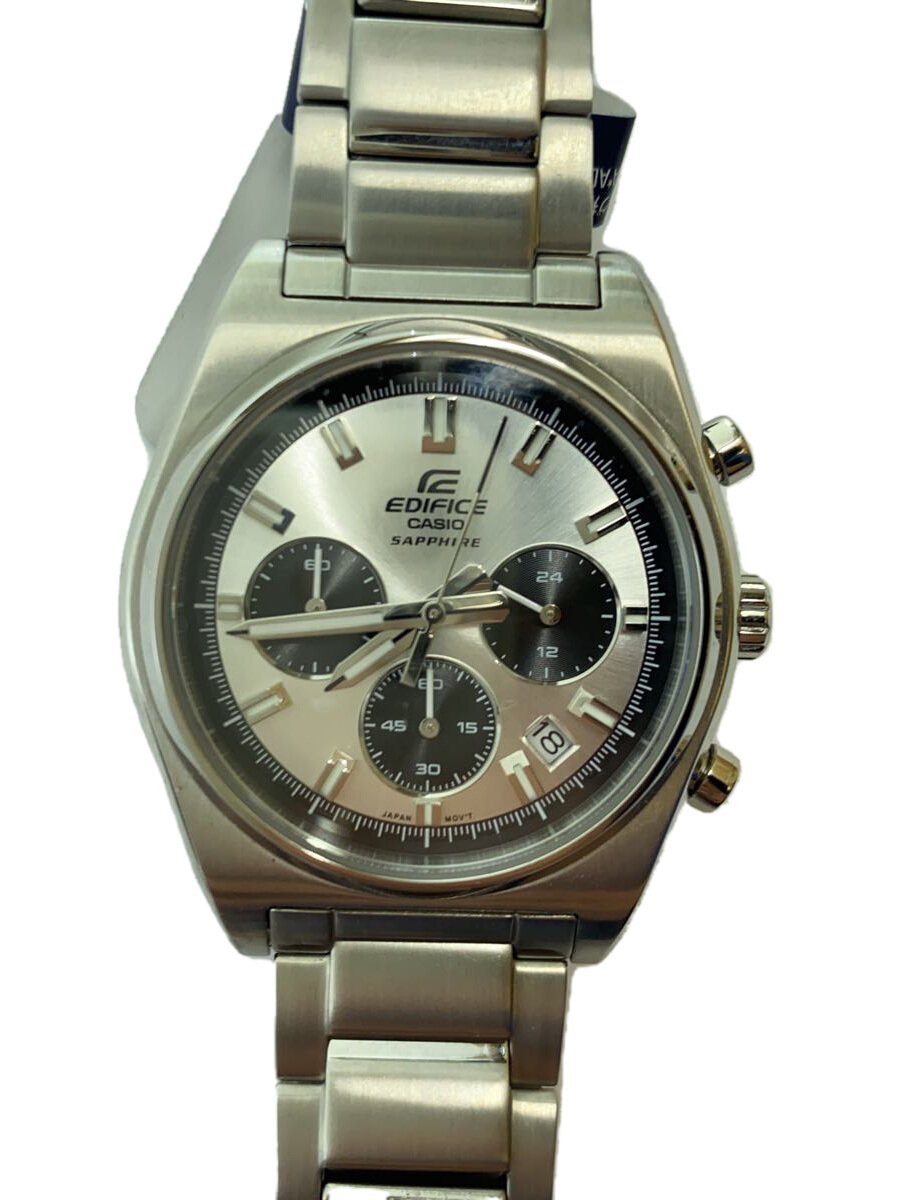 【中古】CASIO◆石英ウオッチ_EDIFICE/アナログ/SLV/SLV【服飾雑貨他】