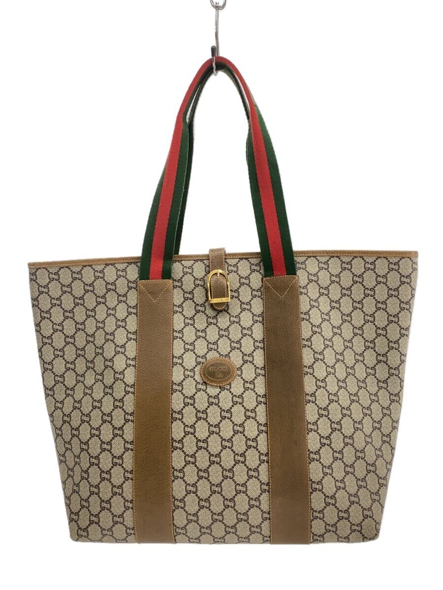 【中古】GUCCI PLUS◆トートバッグ/--/BEG/総柄【御徒面子】