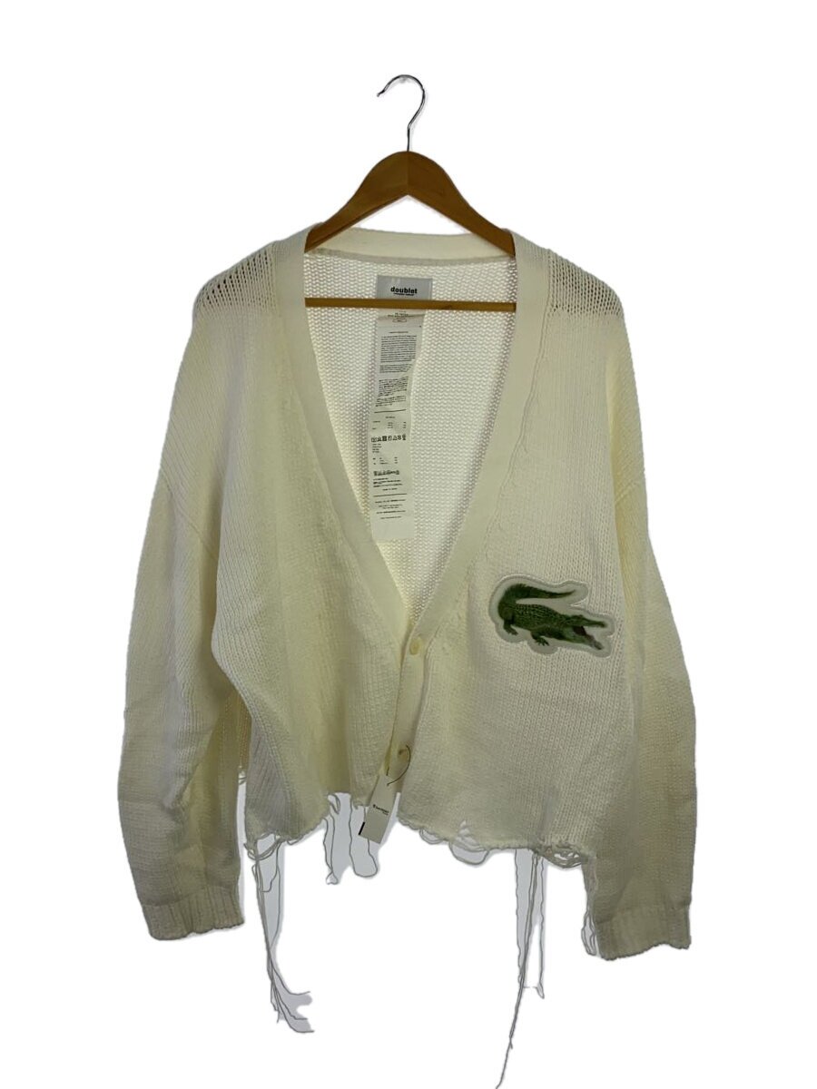 【中古】doublet◆3D PATCH CUT-OFF CARDIGAN/ジレー(朦々たる)/S/綿織物/WHT【メンズウェア】
