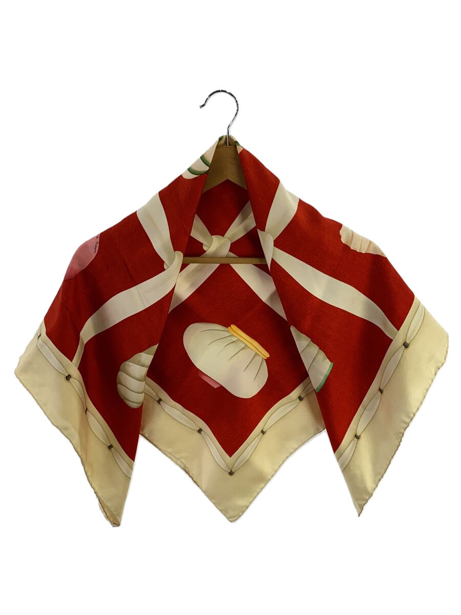 【中古】BVLGARI◆えり巻き/地絹/RED/総柄/メンズ//【服飾雑貨他】