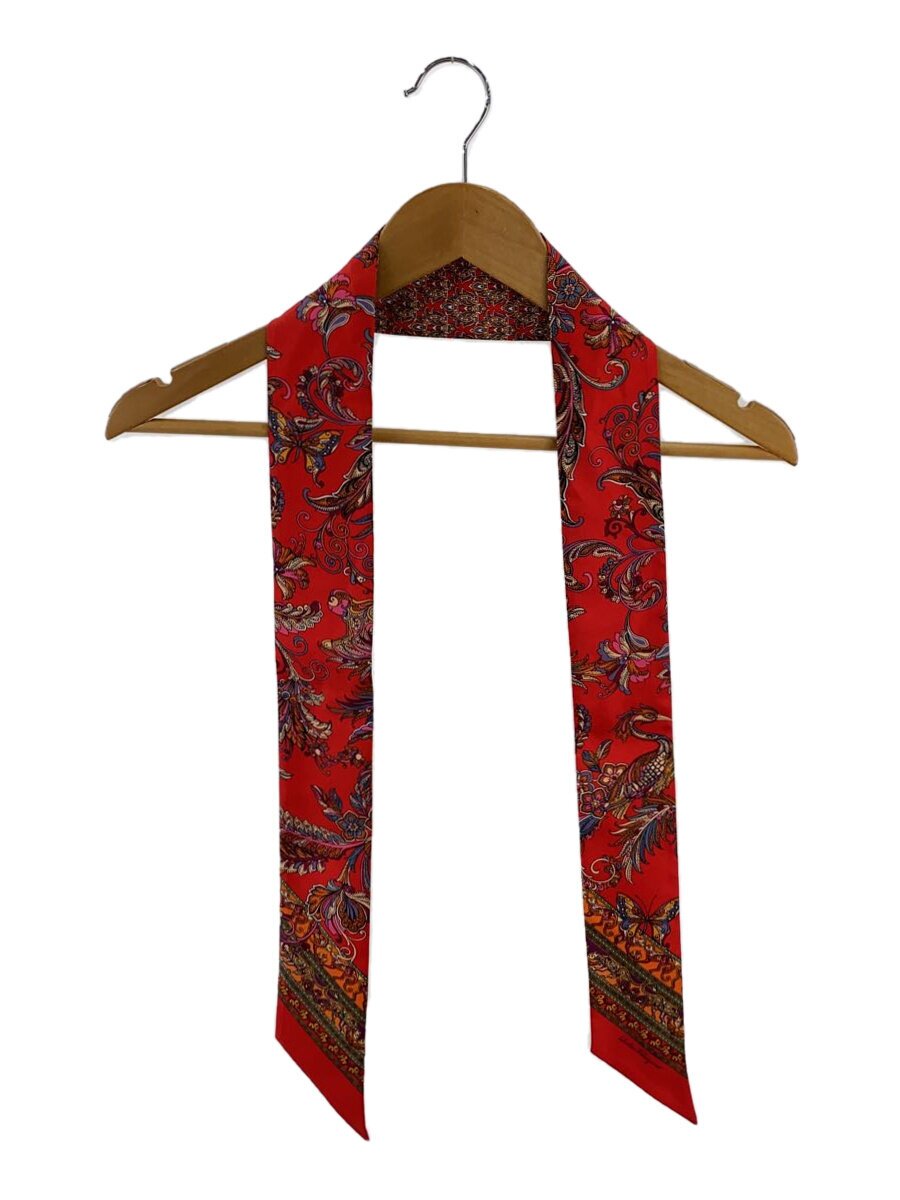 【中古】Salvatore Ferragamo◆えり巻き/地絹/RED/総柄/レディース【服飾雑貨他】