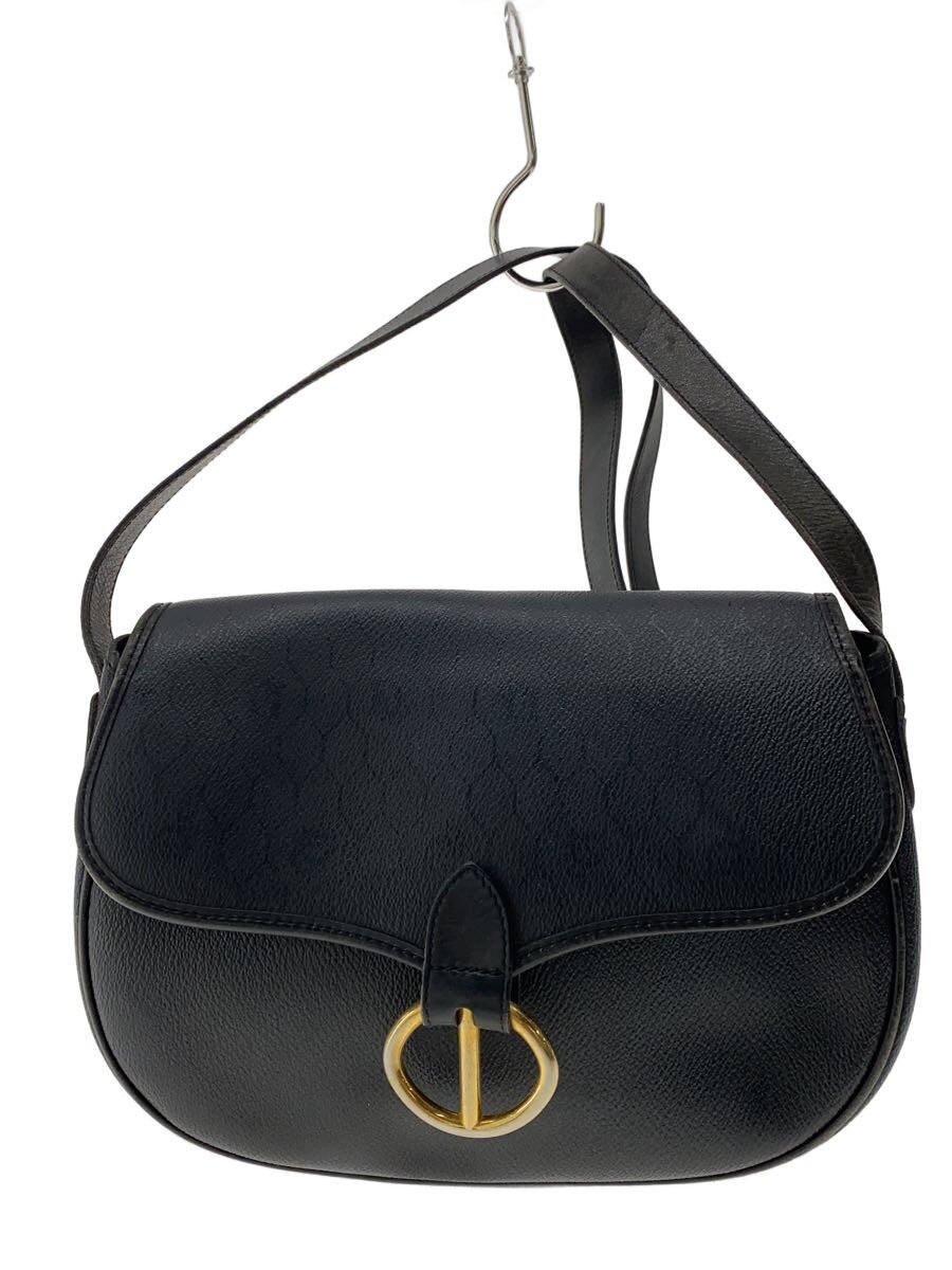 【中古】Christian Dior◆ショルダーバッグ/なめし革/BLK/無地【御徒面子】