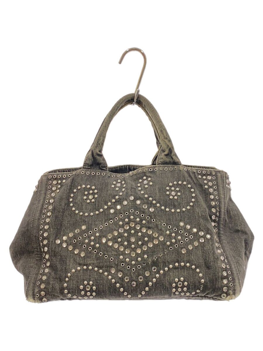【中古】PRADA◆トートバッグ/ジーンズ/NVY/ペーズリー【御徒面子】